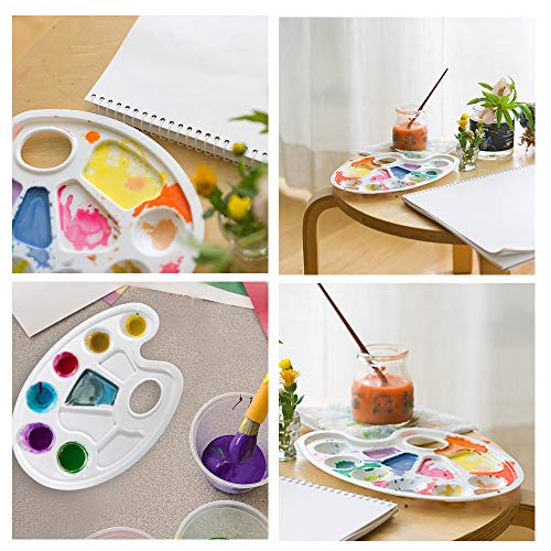 8 Pcs Paint Tray Palette Plastic with Thumb Hole, 9 Inch by 6.7 Inch, 10 Wells for DIY Craft Art Painting - Thumbnail 6