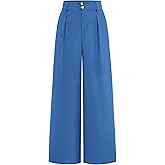 BTFBM Women Wide Leg Dress Pants 2026 High Waisted Button Pleated Business Casual Trousers Office Work Palazzo Pants