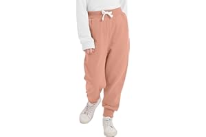 Phedrew Girls Cotton Sweatpants Kids Toddler Jogger Pants Casual Athletic Pull On Pants with Drawstring Pockets(Age 2-14)