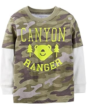 Little Boys' Layered Camo Tee (5 Toddler, Green)