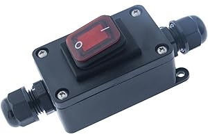 Push Button Inline Switch 220V 30A IP66 Waterproof Rocker Switch with Self-Locking ON and Auto-Reset OFF for Industrial Machi
