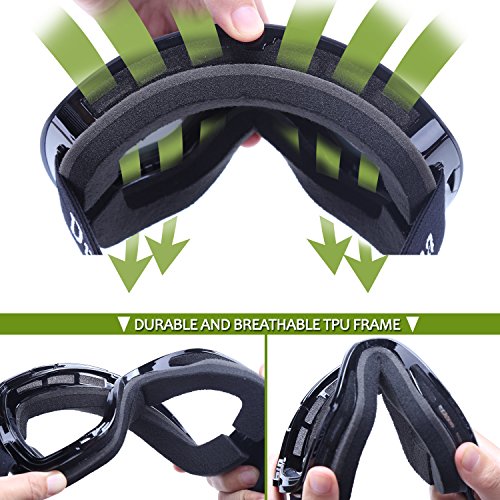 OTG Ski Goggles for Men Women, Detachable Dual Spherical REVO Lens UV400 Protection Anti Fog Skiing Goggle Over the Glasses for Snowboarding,Snowmobile Winter Snow Sport (Silver Chrome) - Thumbnail 4
