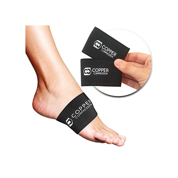 Copper Compression Copper Arch Support - 2 Plantar Fasciitis Braces/Sleeves. Foot Care, Heel Spurs, Feet Pain Relief…