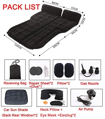 Onirii Car Inflatable Air Mattress Pump Portable Back Seat Travel Camping Bed Cushion with Back Support Fits Universal SUV MPV Truck