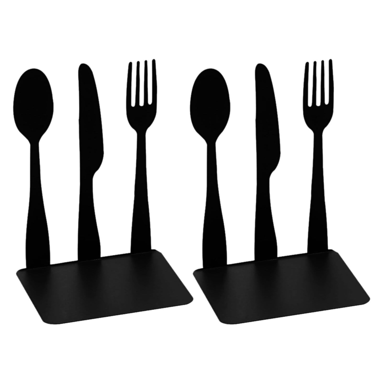 LdawyDE Book Ends, 2 Pieces Metal Bookends Desk Novelty Cutlery Book Holders Supports for Shelves, Suitable for Home School Office Library Kitchen,Black