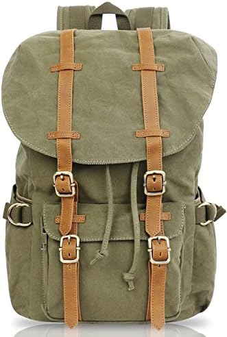 Laptop Outdoor Backpack, Travel Hiking&amp; Camping Rucksack Pack, Casual Large College School Daypack, Shoulder Book Bags Back Fits 15" Laptop &amp; Tablets by FITMYFAVO (Green)