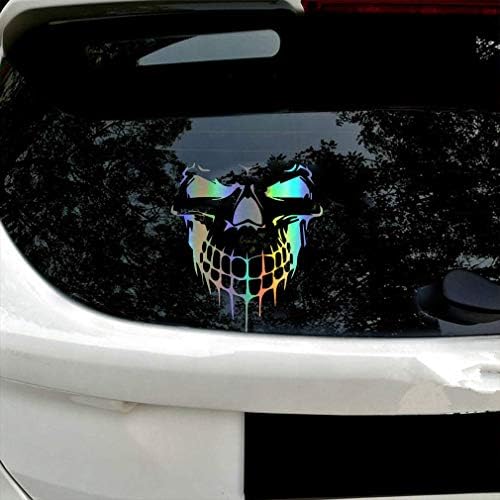 Skull Reflective Vinyl Decal – Car Truck Window Bumper Sticker (Matte Finish)