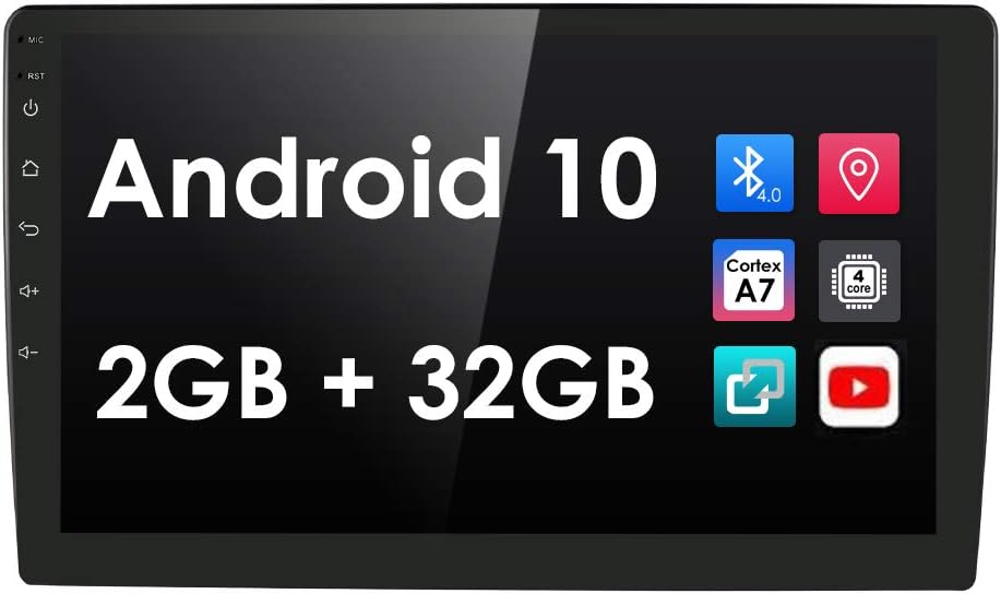 Android 10 Universal Car GPS Navigation 2GB + 32GB Double Din Car AM/FM Stereo Player with 10.1 Inch Touch Screen for Suitable Model Support WiFi/4G RDS DVR OBD2 CAM-IN DAB+