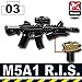 M5A1 R.I.S. Assault Rifle 3 Pack in Black - Custom Minifigure Piece