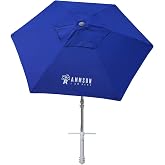 AMMSUN 8ft Large Beach Umbrellas for Sand with Sand Anchor, Air Vent, hook | Heavy Duty High Wind Patio Beach Umbrella with Weighted Sandbag,Carry bag,UPF 50+,Adjustable Height,No Tilt, Blue