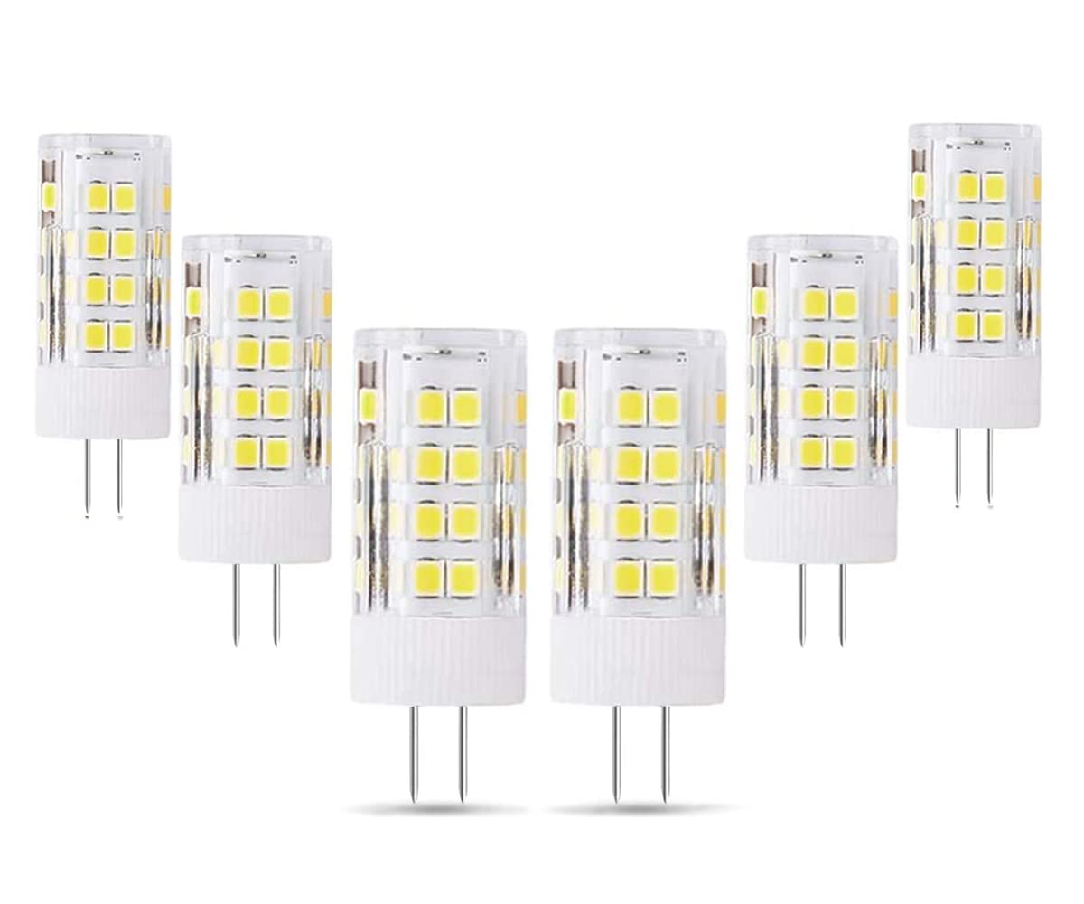 ZFQ 6-Pack G4 AC/DC 12V LED Light Bulb, 5 Watt, 500 Lumen, Cool White 6000K, 360° Beam Angle, 50W Equivalent, G4 Halogen/Xenon/Incandescent Replacement Bulb, Not-Dimmable
