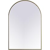 Elegant Decor Ayra 24x36 Arch Modern MDF Wood/Iron Mirror in Brass