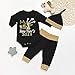 Mikrdoo Bbay Christmas Outfit My First Years 2019 Black Romper Tops + Pants + Hat 3pcs Clothes Set (6-12 Months, A)