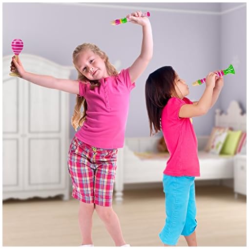 5-piece Wooden Instrument Set for Kids | Princess Pollywog's Music Makers Playset of Toddler Musical Instruments | Includes Tambourine, Maraca, Recorder, and Noisemakers | Child Size Learning Toys - Image 5
