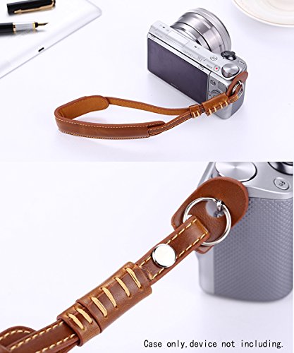 WGear b.still Leather Adjustable Camera Wrist Strap for Leica Canon Nikon Fuji Olympus Lumix Sony + and other universal cameras (Brown) - Thumbnail 5