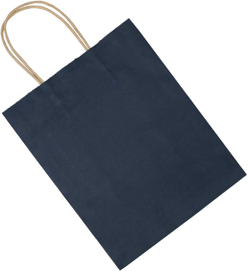 100 Pack 8x4.75x10 inch Medium Blue Gift Paper Bags with Handles Bulk, Bagmad Kraft Bags, Craft Grocery Shopping Retail Party Favors Wedding Bags Sacks (Navy Blue, 100pcs): Health & Personal Care