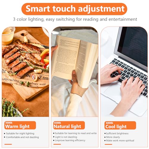 TOPPLEE Magnetic LED Light 2500mAh USB Rechargeable Cabinet Light Dimmable Night Light with Touch Control Suitable for Cabinet, Kitchen, Desk, Reading, Makeup
