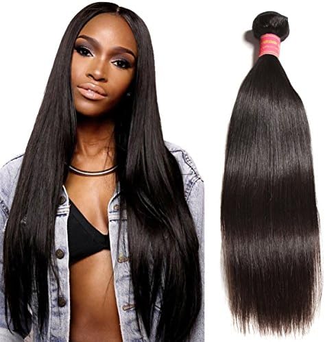 Donmily 8A Brazilian Straight Human Hair 1 Bundle 100% Remy Virgin Hair Weave Bundles Natural Black 8"-30" Inch (24 inch)