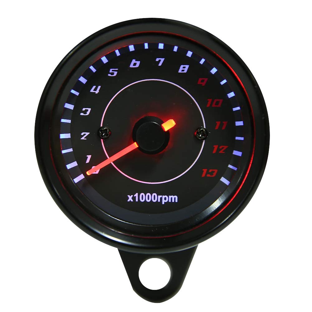Universal Motorcycle Tachometer, DC 12V LED Backlight Tachometer Electronic Tach Meter Gauge