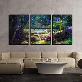 Hand Painted Colorful Summer Nature Forest with Yellow...