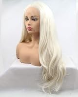 Onlygirl 60 White Blonde Body Wave Synthetic Lace Front Wig Natural Hairline view 2