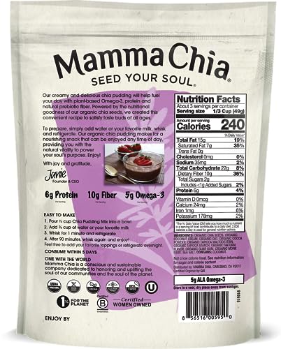 MAMMA CHIA ORGANIC CHIA PUDDING MIX, DARK CHOCOLATE