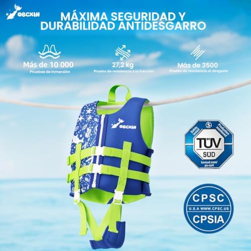 Colete de natação infantil, colete flutuante em neoprene com correia de segurança ajustável, melhoria da flutuabilidade na natação/1,5-4 anos/10-18 kg