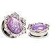 KUBOOZ Pink Opal Center Ear Plugs Tunnels Gauges Stretcher Piercings Jewelry