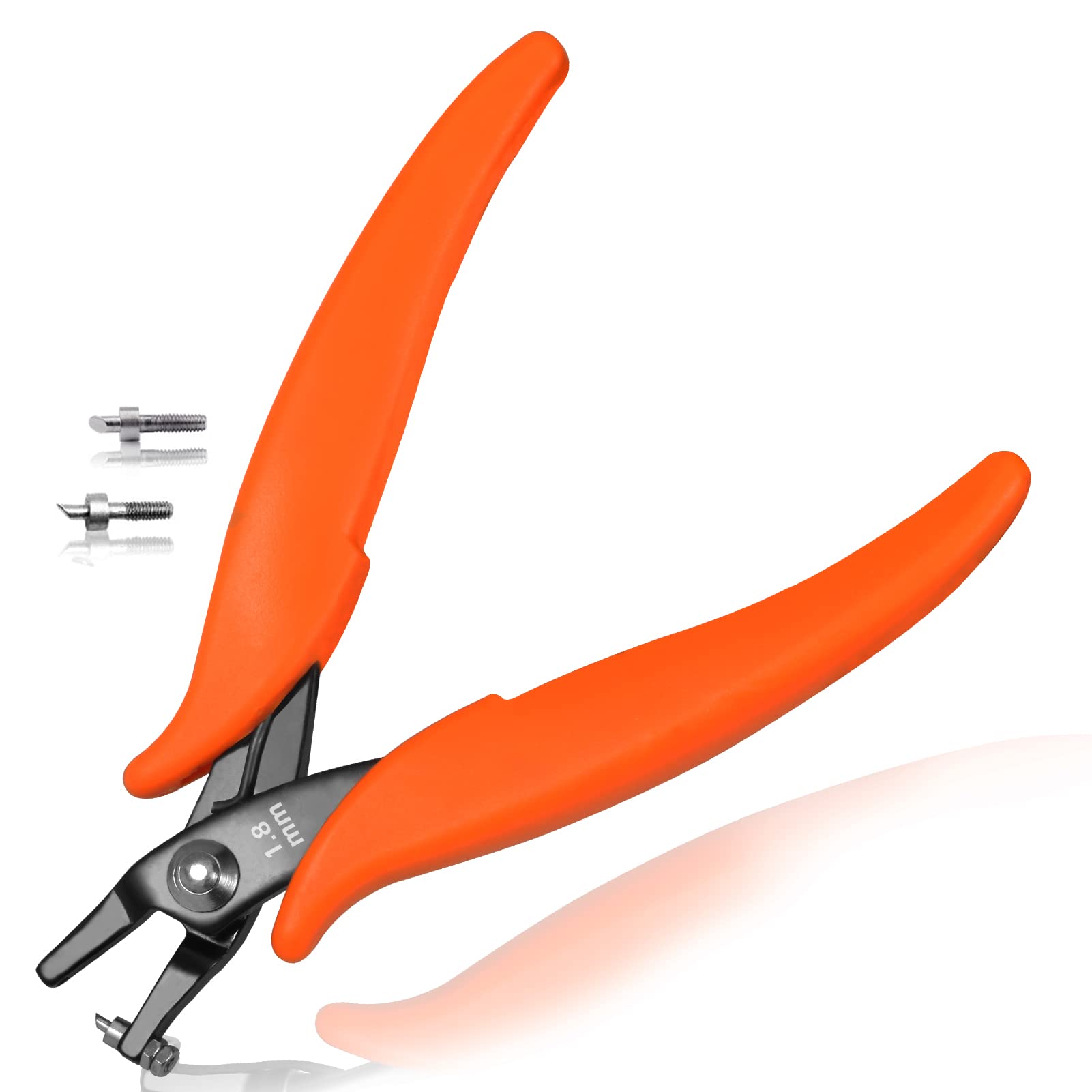 LEONTOOL Metal Hole Punch Pliers 5.5" Small Round Hole Punch Pliers Two Replacement Pins for Jewelry Making to Create 1.8mm Clean Holes Jewelry Tool with PVC Handles for Handcraft Work DIY Hand Tool
