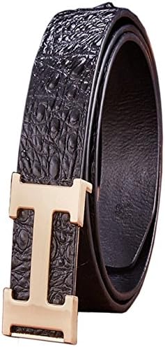 CUKKE Mens Geniune Leather Belt Slide Buckle Adjustable 38mm