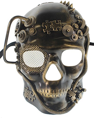 RedSkyTrader Mens Steampunk Robot Skull Masquerade Mask