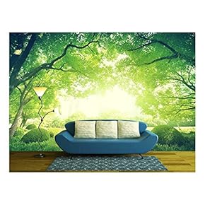 Sunny Day in Summer Park - Removable Wall Mural | Self-Adhesive Large Wallpaper - 66x96 inches