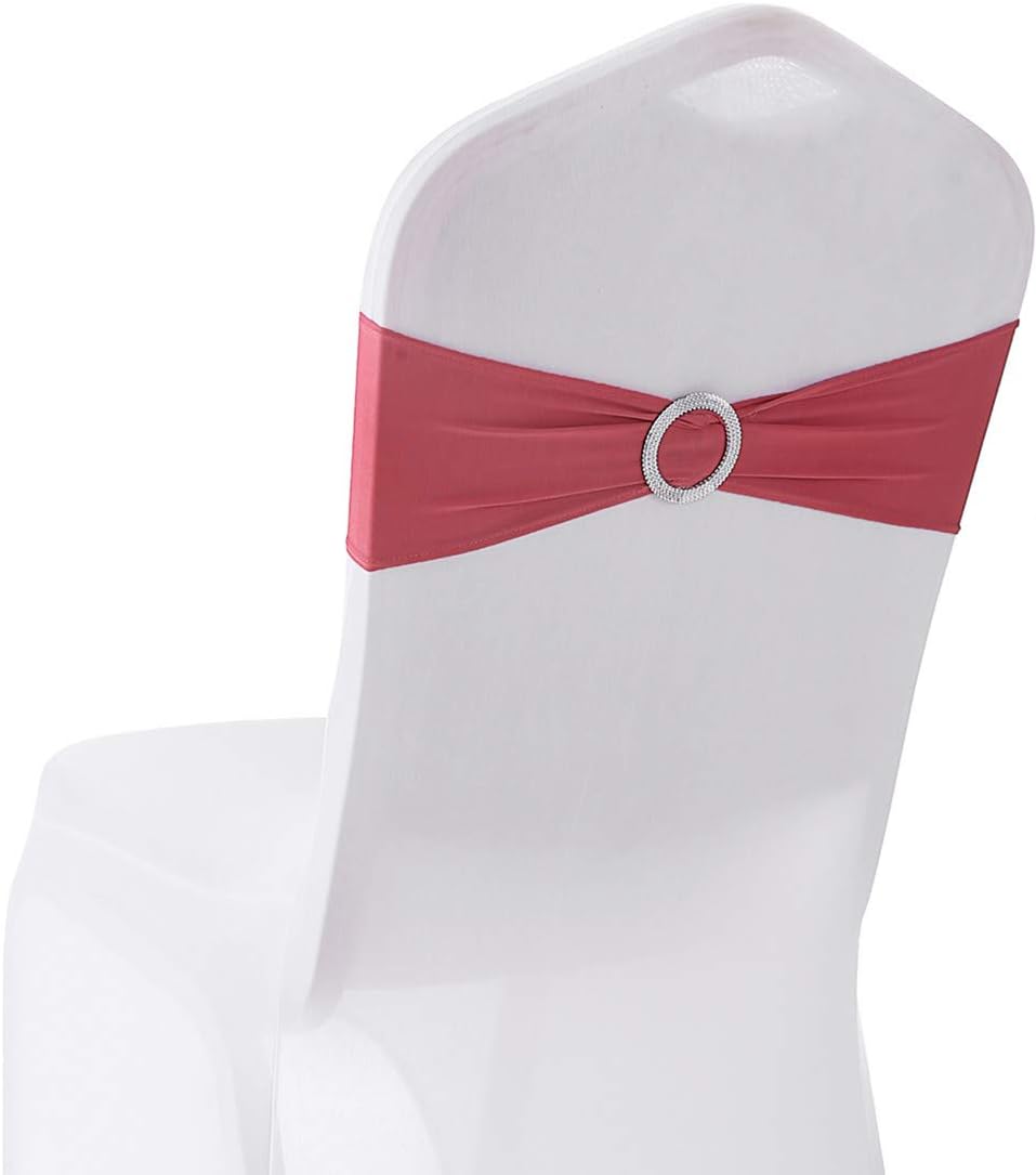 20PCS Spandex Chair Sashes | Chair Bands with Buckle Slider | for Wedding, Hotel, Banquet, Party Decorations | Without White Covers(Pink): Kitchen & Dining