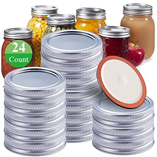 24 Sets Regular Mouth Canning Lids and Rings for Ball, Kerr Jars, Split
