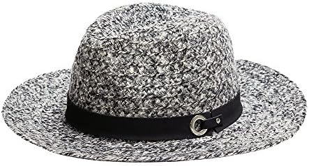 YUUVE Women’s Wool Felt Wide Brim Fedora Hat Strap Caps Winter Panama Hat