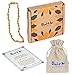 Raw Baltic Amber Teething Necklaces For Babies (Unisex) (Honey Olive) - Anti Flammatory, Drooling & Teething Pain Reduce Properties - Natural Certificated with the Highest Quality Guaranteed.