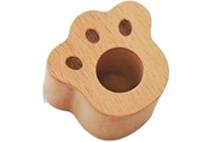 JWQFBC Cat Whisker Jar Wooden Base Multipurpose Hair Keepsake Desk Minimalist Without Glass Tube Paw Shape for Meaningful Tri