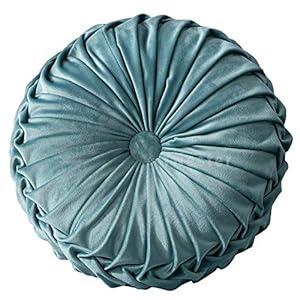 YNester Round Floor Cushions Pillow, Solid Color Velvet Meditation Cushion Pumpkin Pleated Meditation Pillow for Home Sofa Bed Car Decor Floor Pillow Cushion (Green)