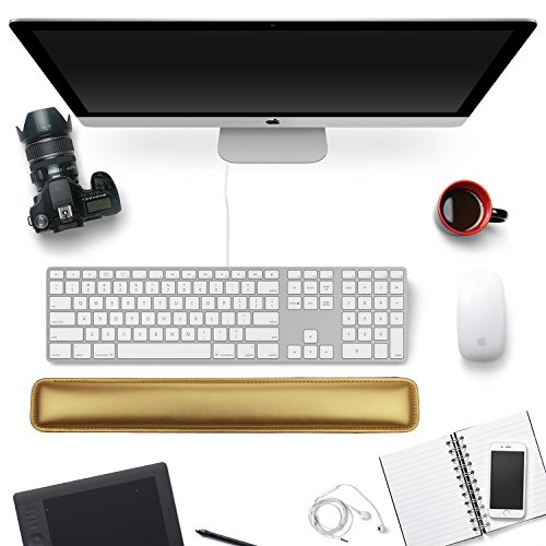 Wrist Rests,Keyboard Wrist Rest Pad,Gold PU Leather Palm Support Wrist Pad Wrist Cushion for Laptops/ Notebooks/ MacBooks//PC/Computer - Thumbnail 6