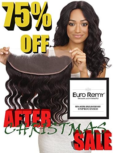 EURO REMY ERECS2004BW-S-N10 Brazilian Virgin 100% Unprocessed Human Hair Extensions 13x4 Lace Frontal Closure Free Part Bodywave 10 inches Natural