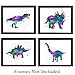 Dinosaur Watercolor Wall Art Print - Set of Four (8x10) Unframed Photos - Perfect Gift for Boys and Kids Rooms, Nursery - Chic Home Decor