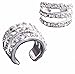 IrbingNii Ear Cuffs for Non Pierced Ear Cartilage Earrings Paved with Crystal Gems Earcuffs Silver Tone 3 Layers Hoops 2PCS