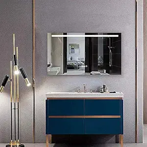 B&C 42x24 Inch LED Lighted Bathroom Mirror with Touch Button for Color Temperature, Brightness&Defogger, Memory Dimming Function, Anti-Fog Ultra-Thin Wall Mounted Mirror, Vertical/Horizontal