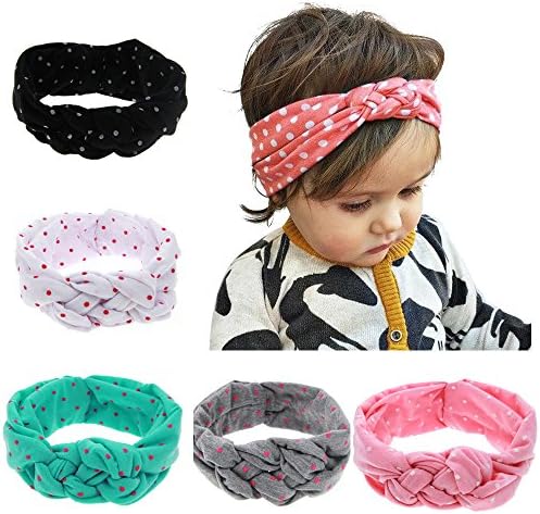 TWDVS Baby's Soft Thick Small Dots Cotton Knot Hair Band Girls Ribbon Turban Wrap Headband