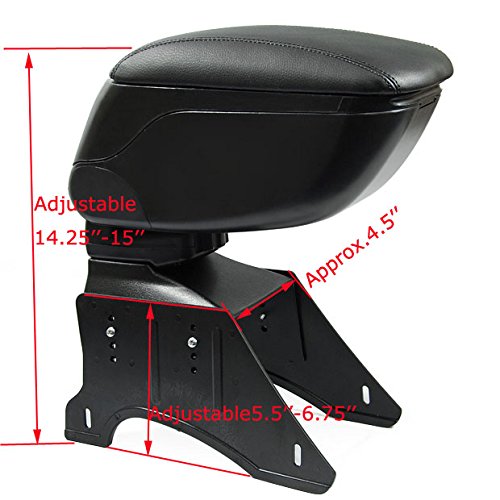 Brand New Black Leather Big Storage Armrest Box Front Center Console w/ Adjustable Bracket