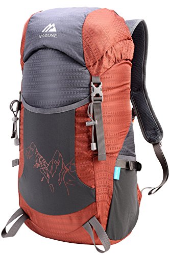 Mozone Large 45l Lightweight Travel Water Resistant Backpack/foldable & Packable Hiking Daypack (Dark Orange)