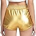 Perfashion Women's Metallic Shiny Shorts Sparkly Hot Yoga Outfit