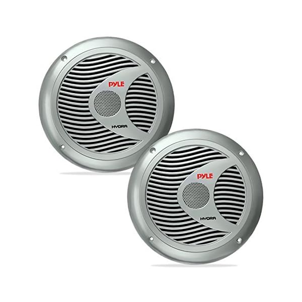 Pyle-150-Watts-65-Inch-2-Way-White-Marine-Speakers-Silver-Color-Set-of-2