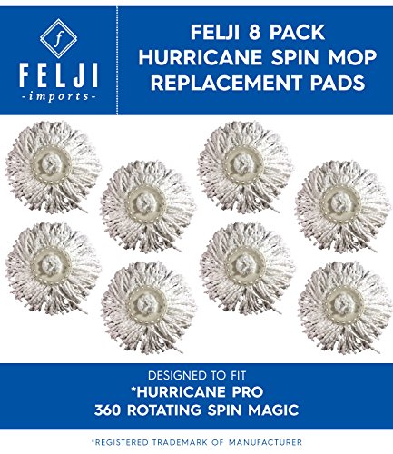 8 Pack Felji Microfiber Replacement Mop Pads Fit Hurricane PRO 360 Rotating Spin Magic