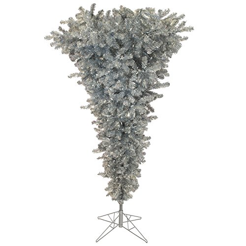 Vickerman Silver Upside Down Artificial Christmas Tree with 250 Warm White LED Lights, 5.5' x 38